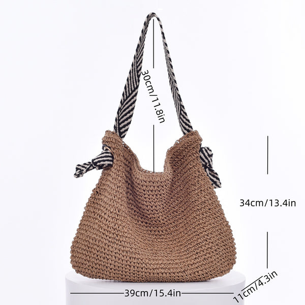 Nautical Style Hand Woven Straw Shoulder Bag