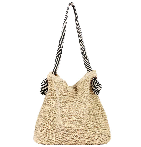 Nautical Style Hand Woven Straw Shoulder Bag