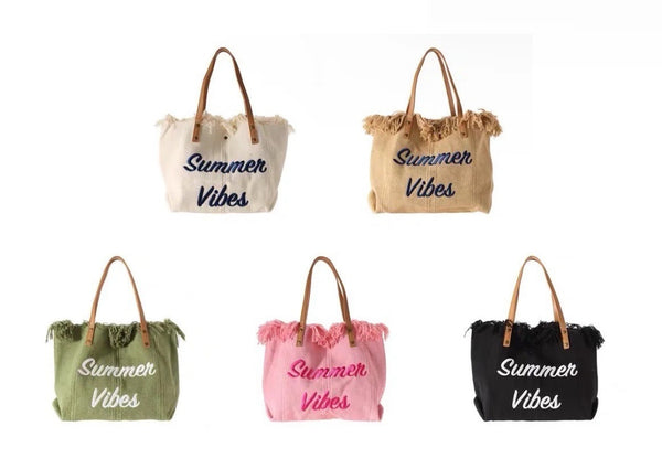 Summer Vibes Canvas Beach Tote Bag