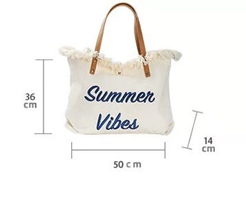 Summer Vibes Canvas Beach Tote Bag
