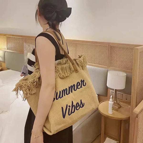 Summer Vibes Canvas Beach Tote Bag