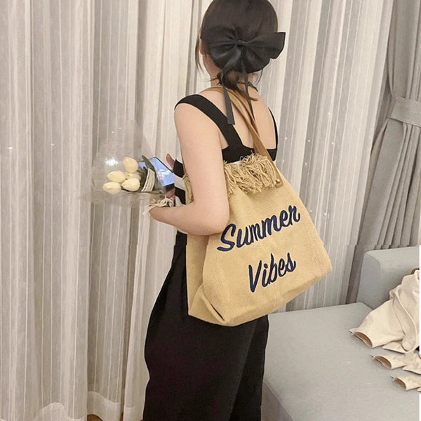 Summer Vibes Canvas Beach Tote Bag