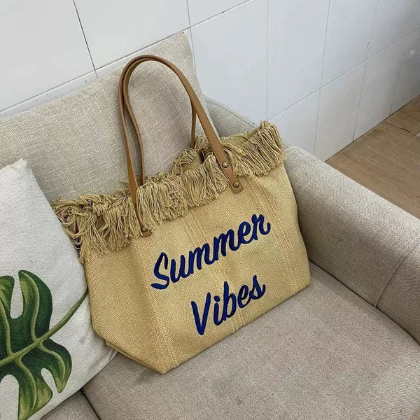 Summer Vibes Canvas Beach Tote Bag