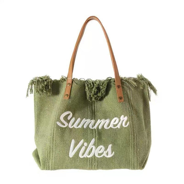 Summer Vibes Canvas Beach Tote Bag