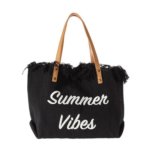 Summer Vibes Canvas Beach Tote Bag
