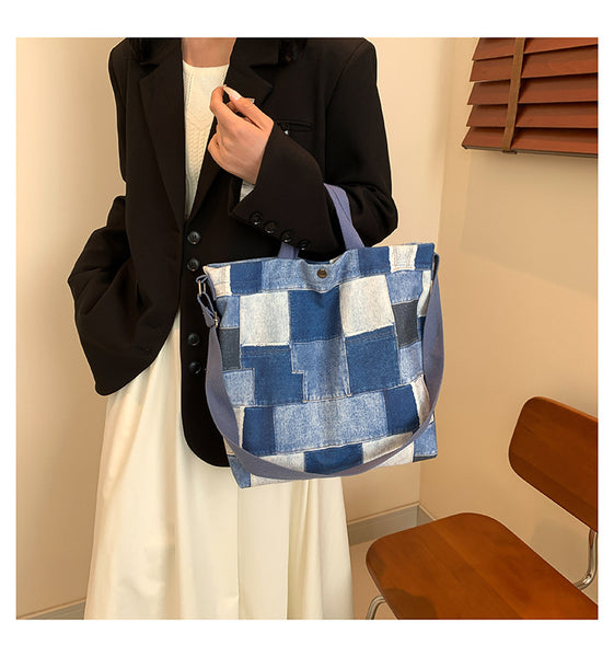 Denim Canvas Large Handbag