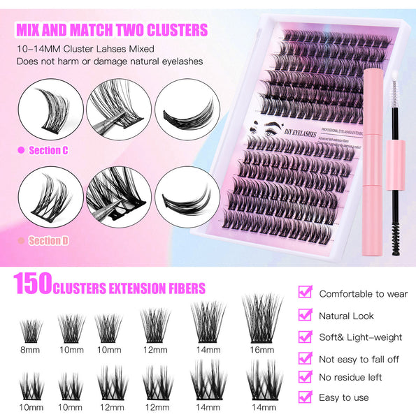 150 Clusters Segmented Eyelashes