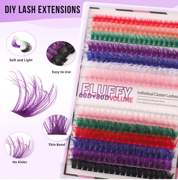 Colorful DIY Clustered Eyelashes