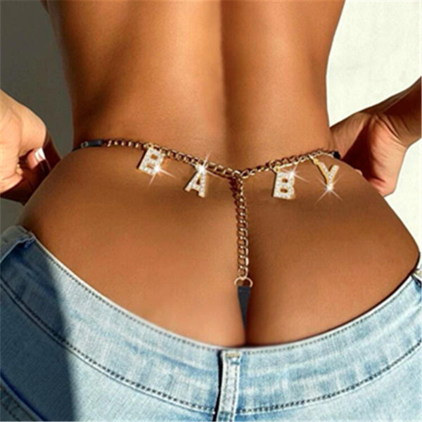 Sexy Letters Chain Thong Panties