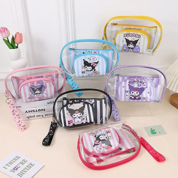Kuromi Transparent 3 Piece Cosmetic Bags