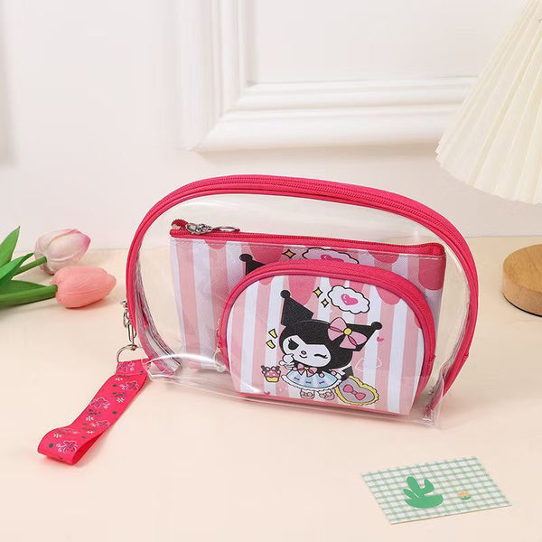 Kuromi Transparent 3 Piece Cosmetic Bags