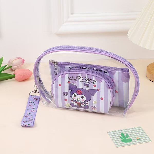 Kuromi Transparent 3 Piece Cosmetic Bags