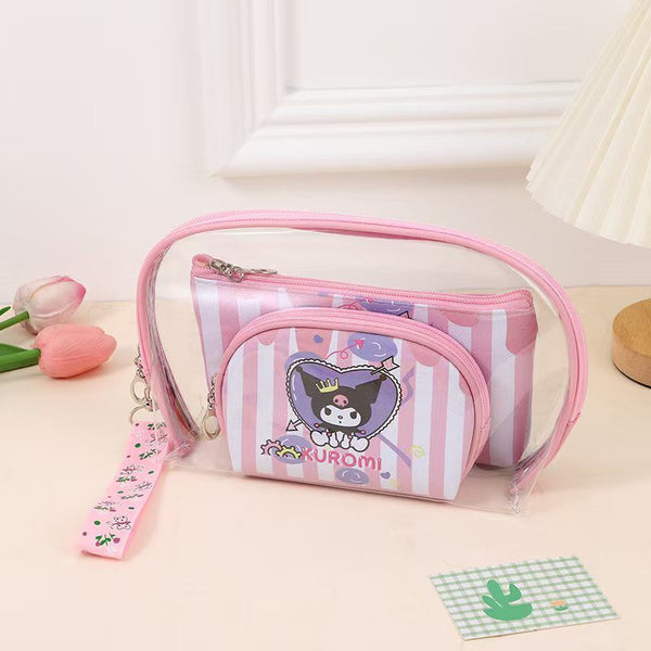Kuromi Transparent 3 Piece Cosmetic Bags