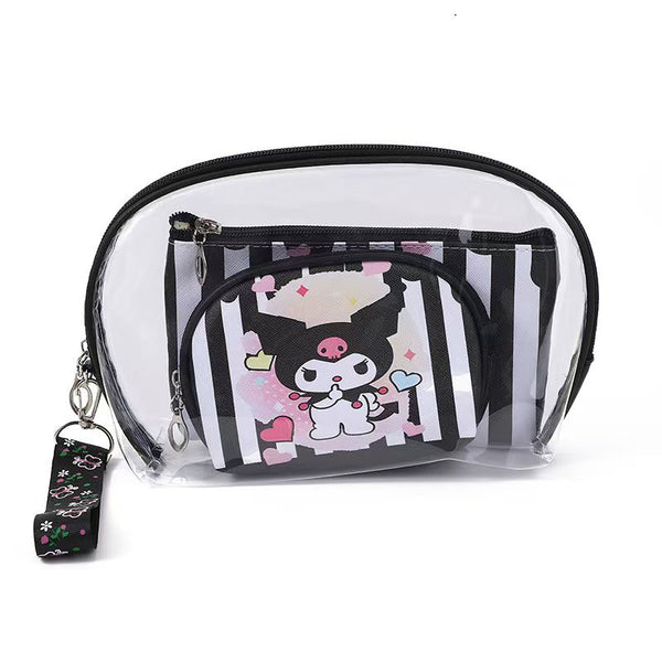 Kuromi Transparent 3 Piece Cosmetic Bags