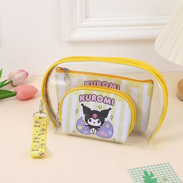 Kuromi Transparent 3 Piece Cosmetic Bags