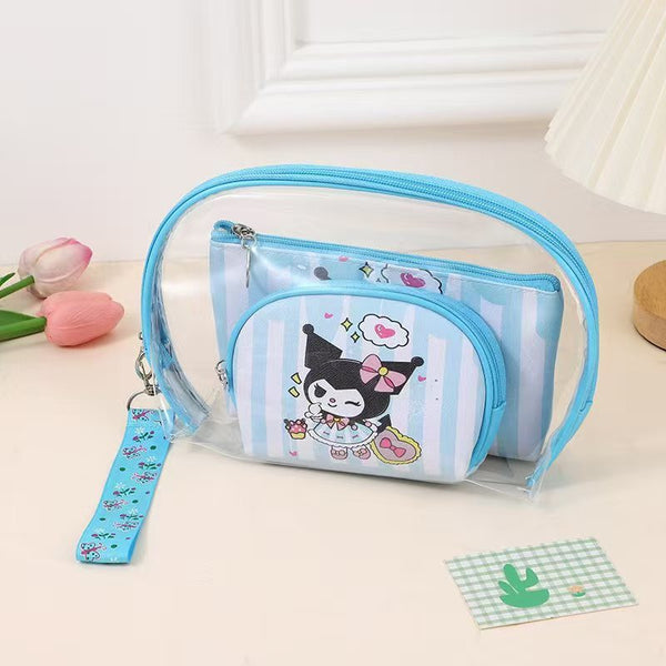 Kuromi Transparent 3 Piece Cosmetic Bags