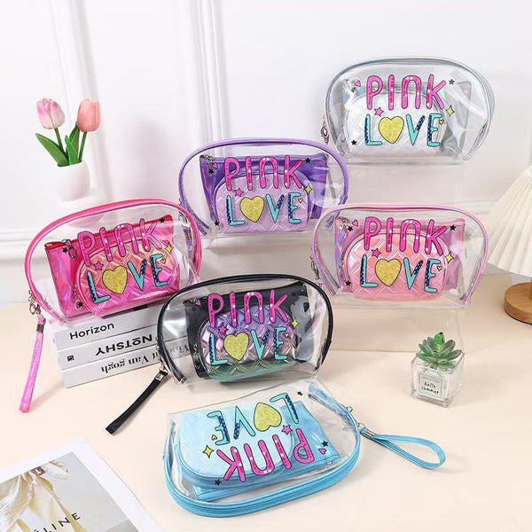 PVC Transparent 3 Piece Cosmetic Bags