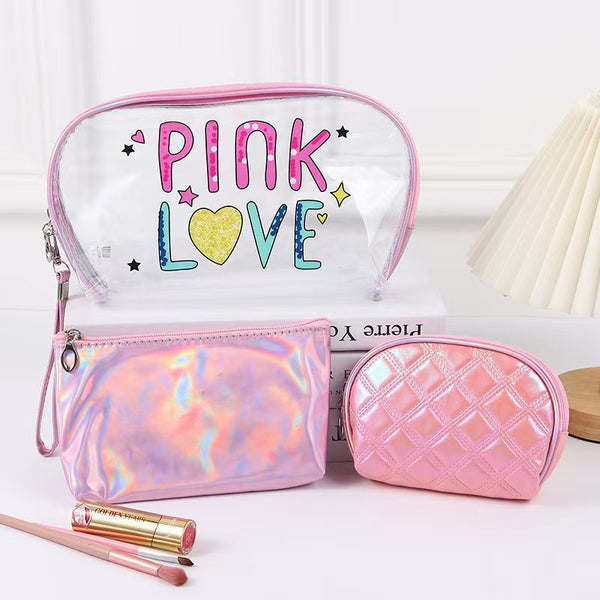 PVC Transparent 3 Piece Cosmetic Bags
