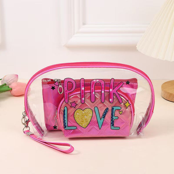 PVC Transparent 3 Piece Cosmetic Bags