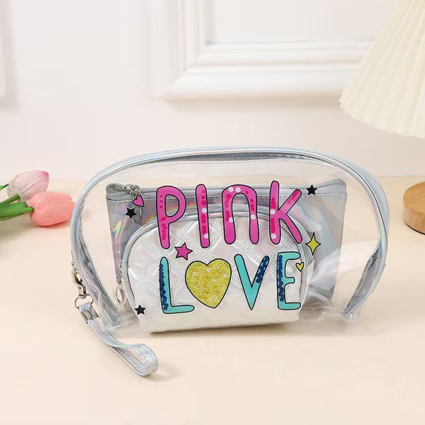 PVC Transparent 3 Piece Cosmetic Bags