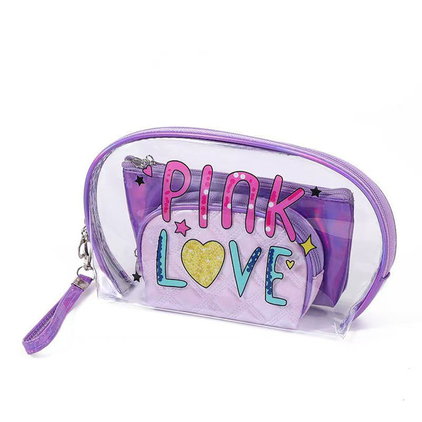 PVC Transparent 3 Piece Cosmetic Bags