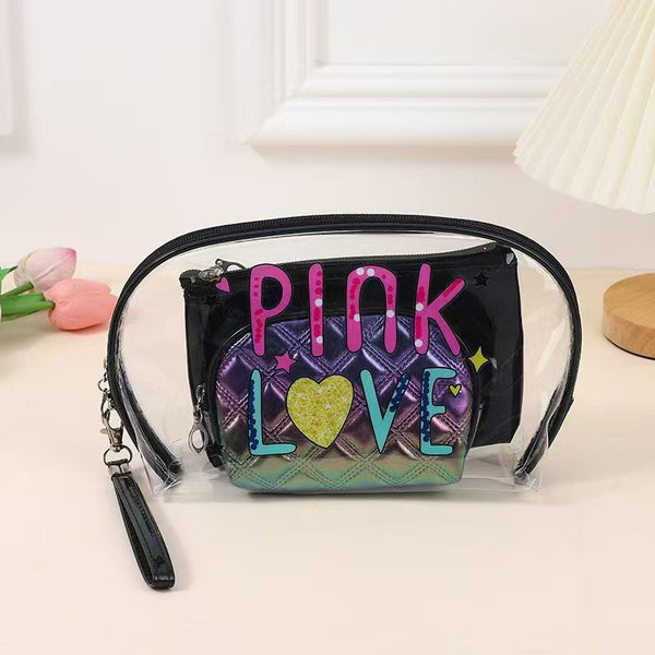 PVC Transparent 3 Piece Cosmetic Bags