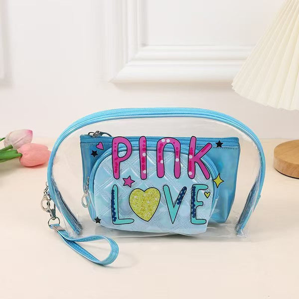 PVC Transparent 3 Piece Cosmetic Bags