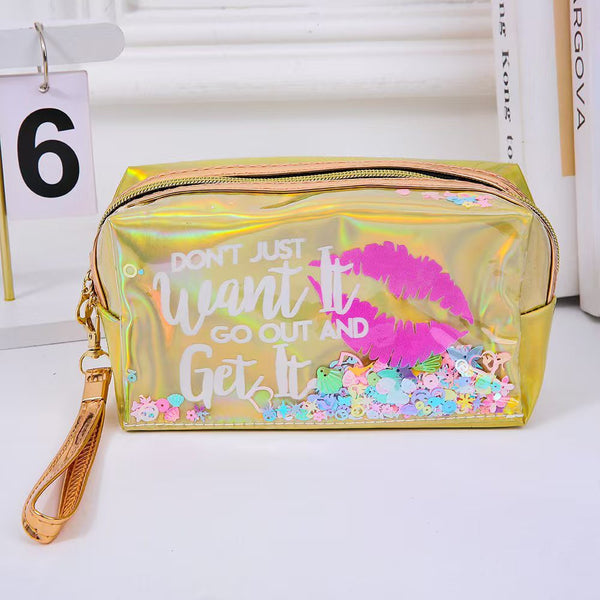 PU Sequins Cosmetic Bag