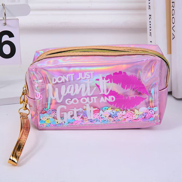 PU Sequins Cosmetic Bag