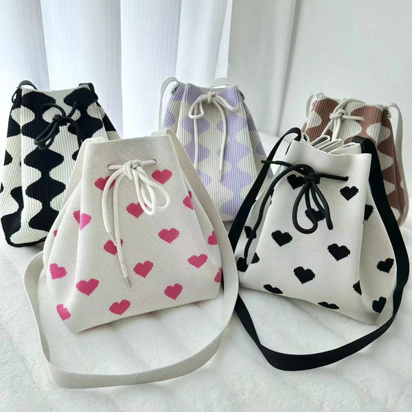 Knitted Drawstring Shoulder Bag