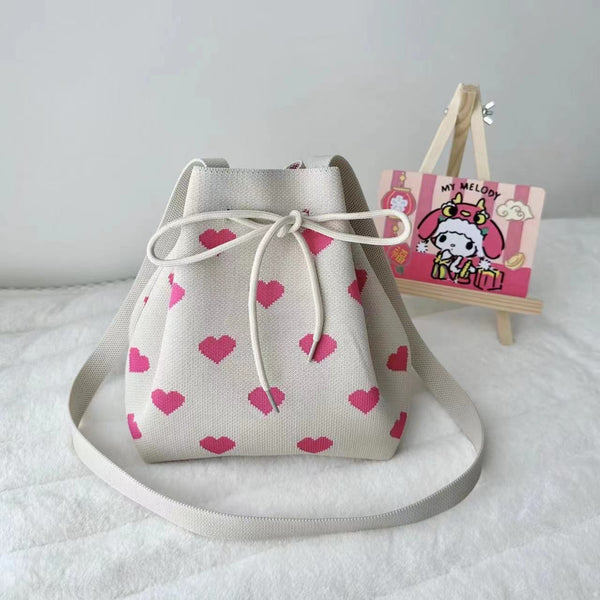 Knitted Drawstring Shoulder Bag