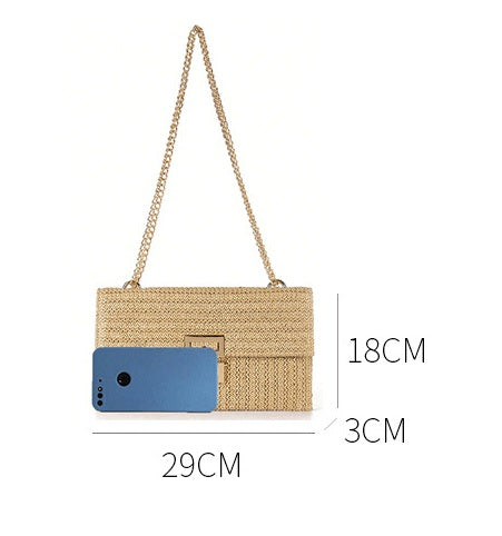 Flip Cover Twist Lock Straw Shoulder Bag