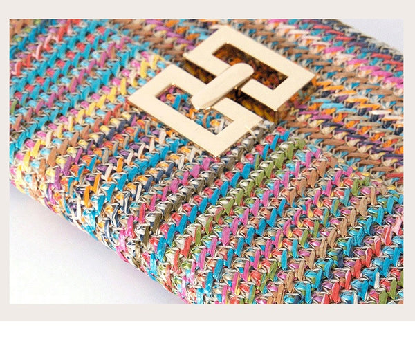 Flip Cover Twist Lock Straw Shoulder Bag