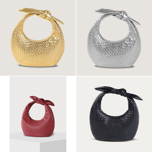 Woven PU Half Moon Clutch