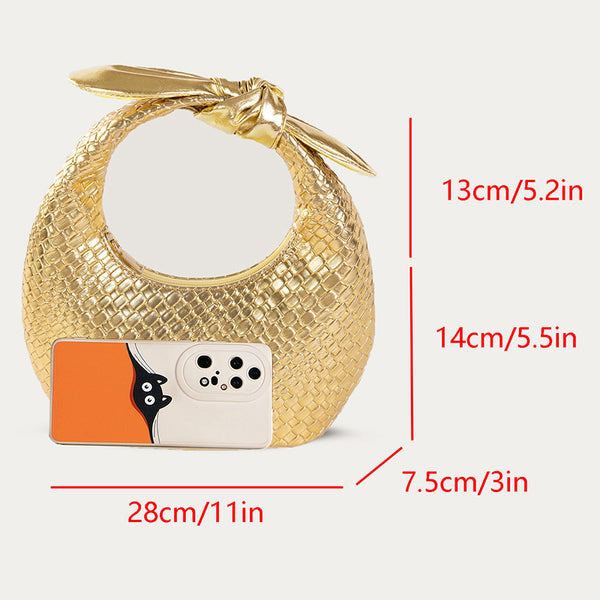 Woven PU Half Moon Clutch