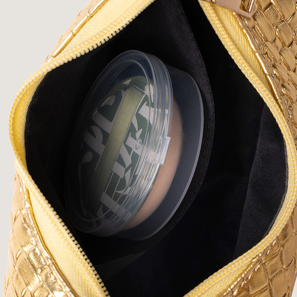 Woven PU Half Moon Clutch