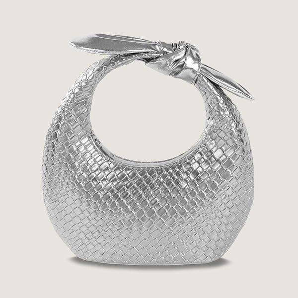Woven PU Half Moon Clutch