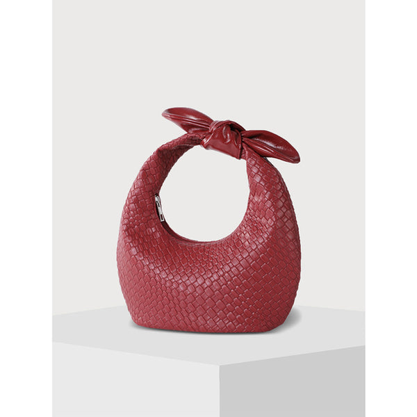 Woven PU Half Moon Clutch