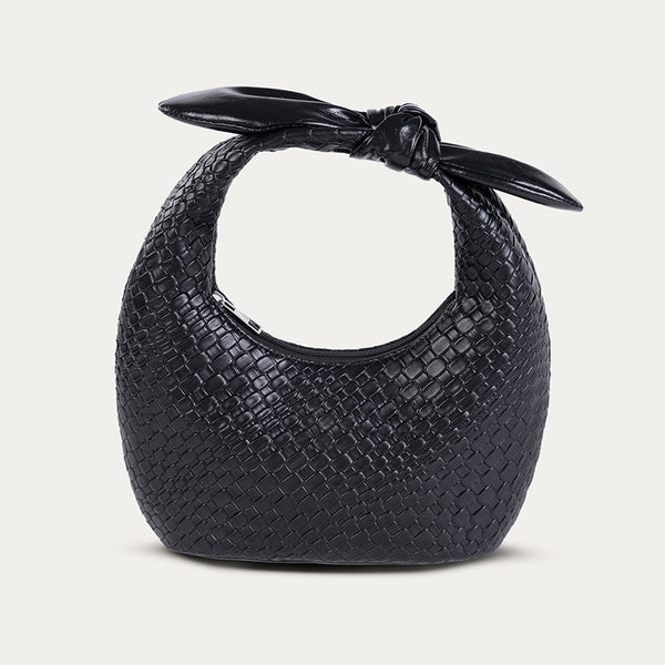 Woven PU Half Moon Clutch