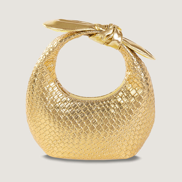 Woven PU Half Moon Clutch