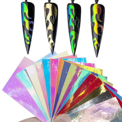 Laser Flame Nail Art Stickers