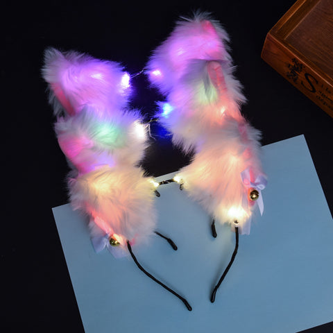 LED Cat Ears With Bells Headband