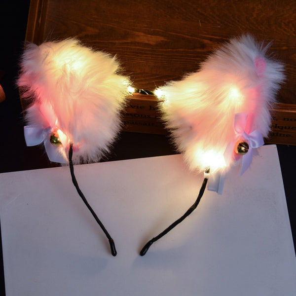 LED Cat Ears With Bells Headband