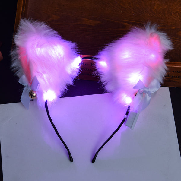 LED Cat Ears With Bells Headband