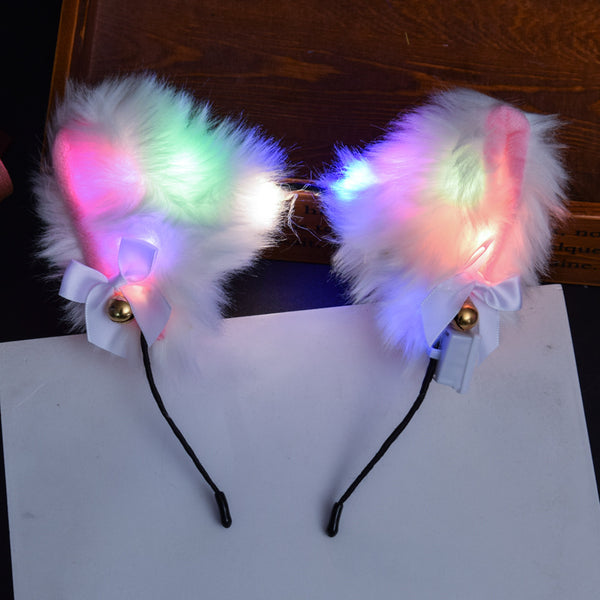 LED Cat Ears With Bells Headband