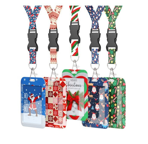 Christmas Pattern Lanyard Card Holder