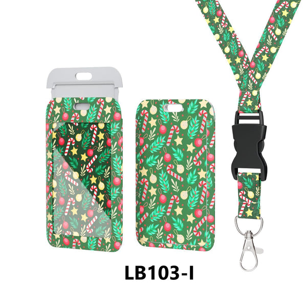 Christmas Pattern Lanyard Card Holder