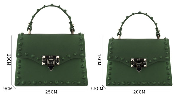 Large Matte PVC Diamond Rivet Sidebag