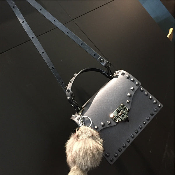 Large Matte PVC Diamond Rivet Sidebag