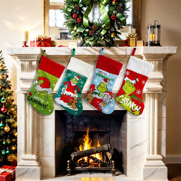Knitted Grinch Christmas Stockings
